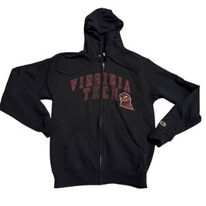 Champion Virginia Tech Hokies Black Full Zip Hoodie Sweatshirt Mens Size S